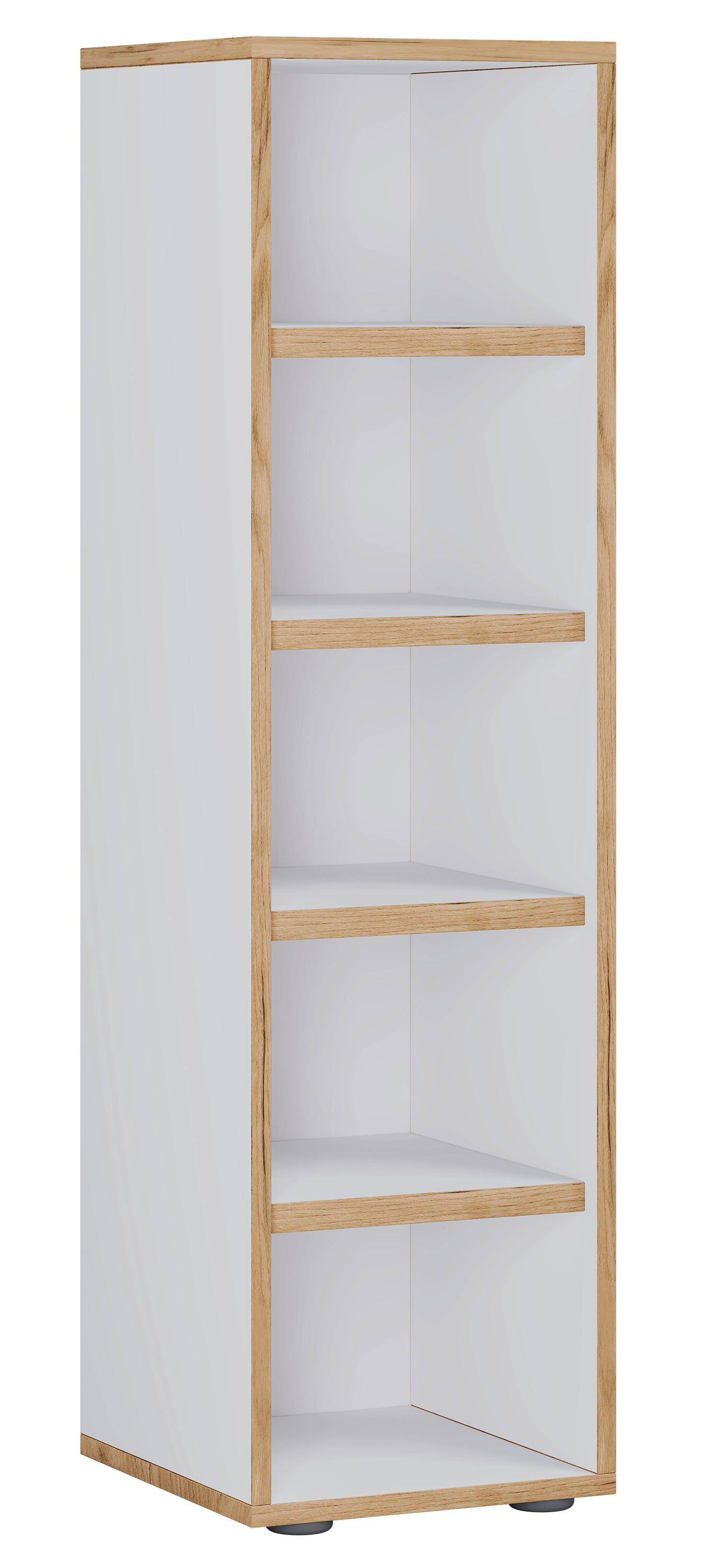 Botník SALIA Bílá/dub medový š: 30 cm - bílá/černá, Design, kompozitní dřevo/plast (30/110/33cm) - MID.YOU
