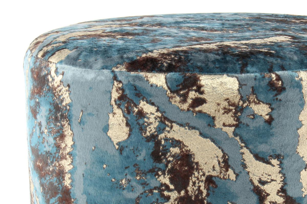 Hocker Gipsy, Dunkelblau B:35 Cm - Goldfarben/Dunkelblau, Design, Textil (35/46/35cm) - Kayoom