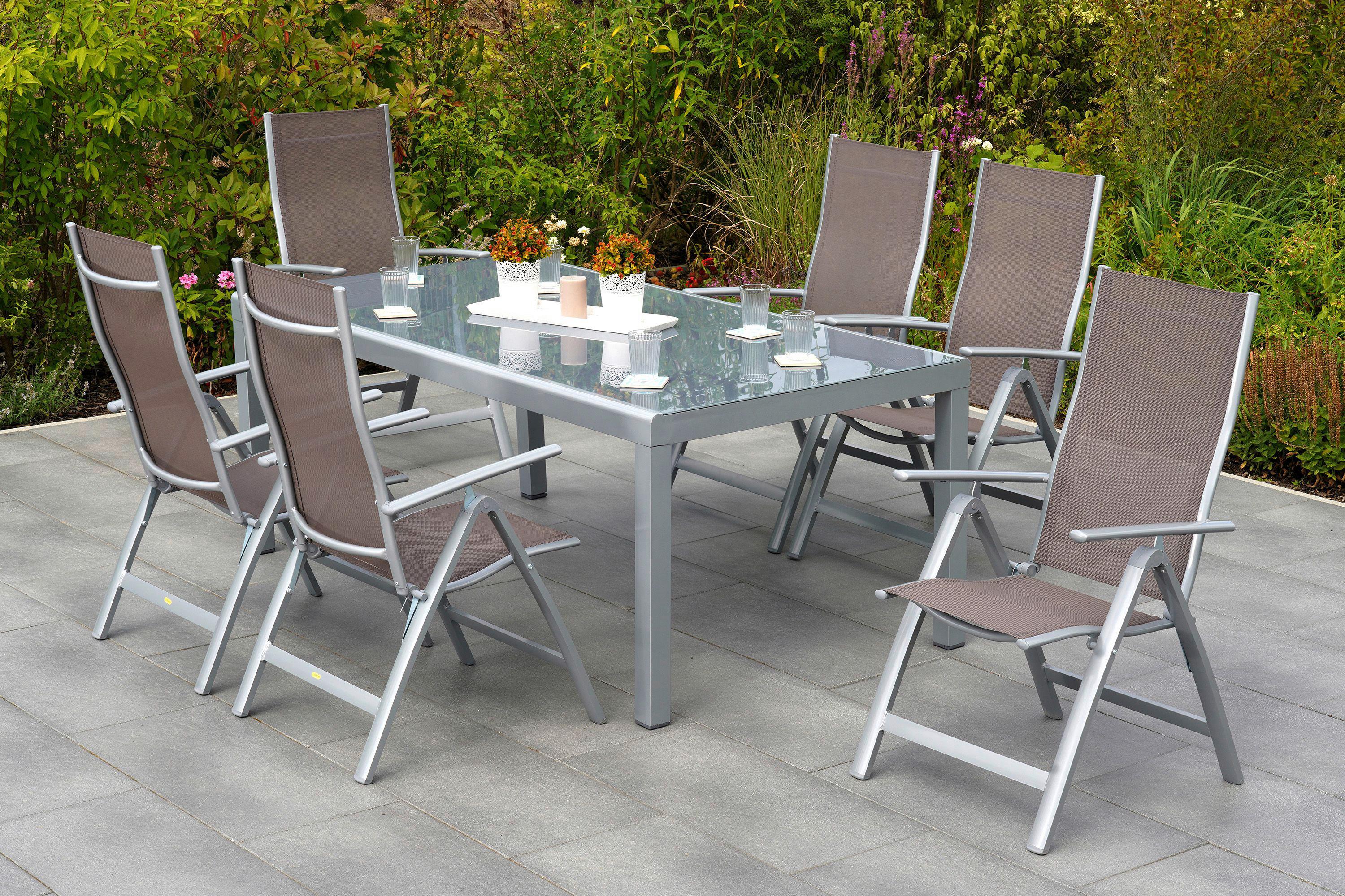 Gartenset Carrara - Taupe/Silberfarben, MODERN, Textil/Metall - Gardenson