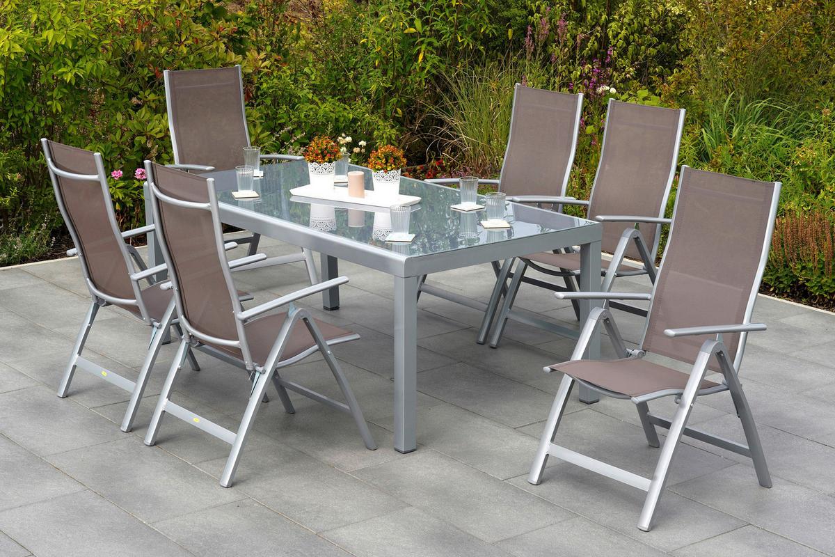 Gartenset Carrara - Taupe/Silberfarben, MODERN, Textil/Metall - Gardenson