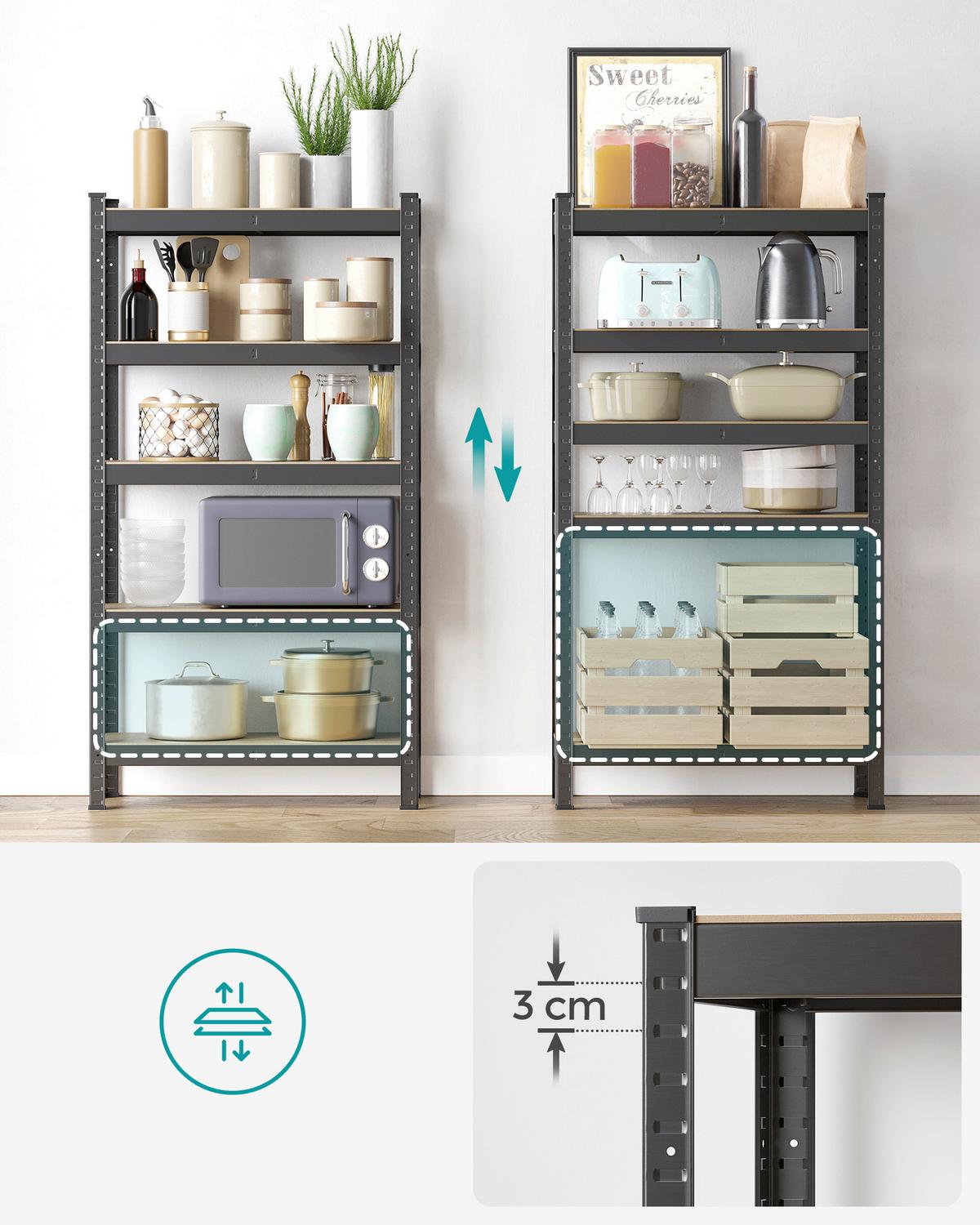 Schwerlastregal Shelving Schwarz B: 75 cm - Schwarz, Basics, Holzwerkstoff/Metall (75/150/30cm)