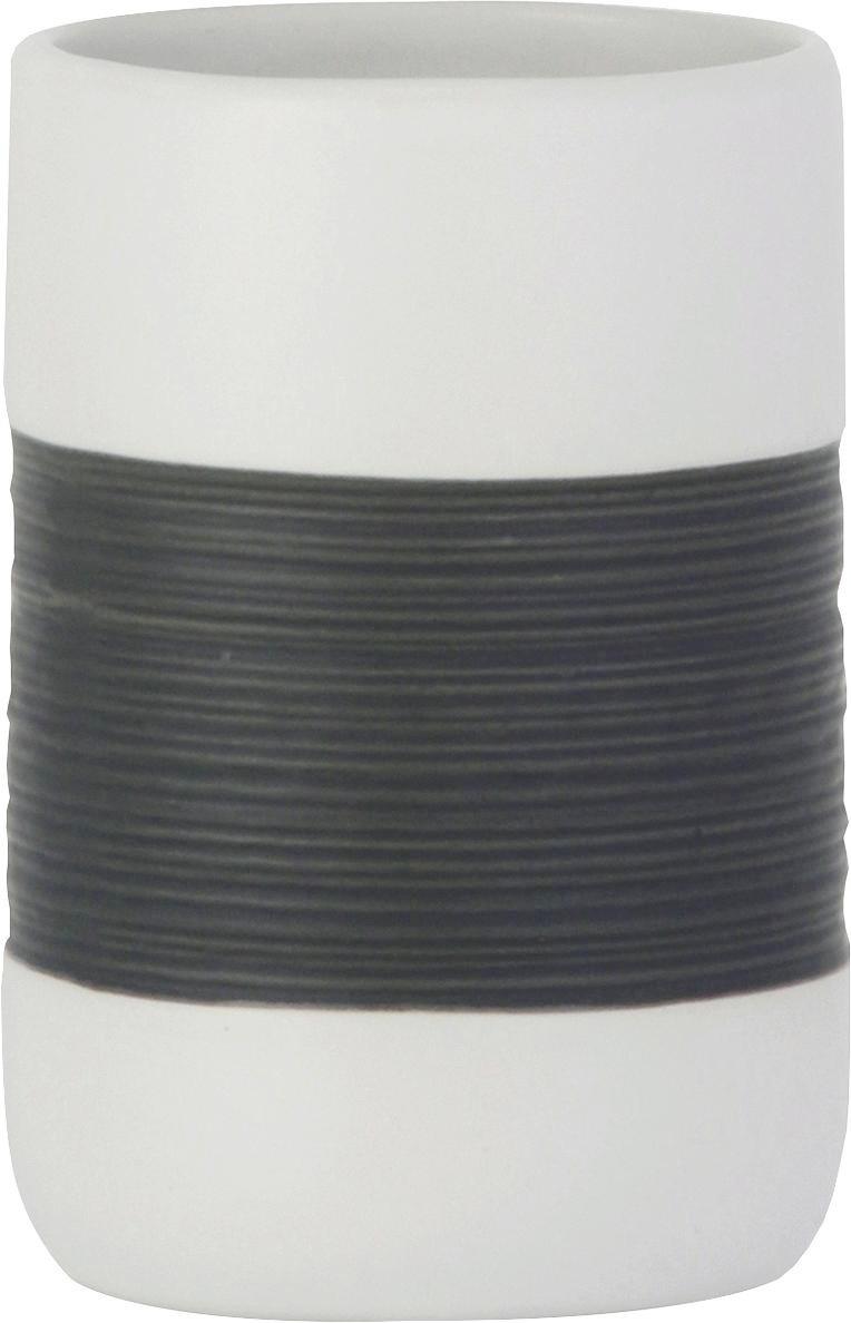 Zahnputzbecher Athen - Dunkelgrau/Weiß, KONVENTIONELL, Keramik (7,5/11cm)