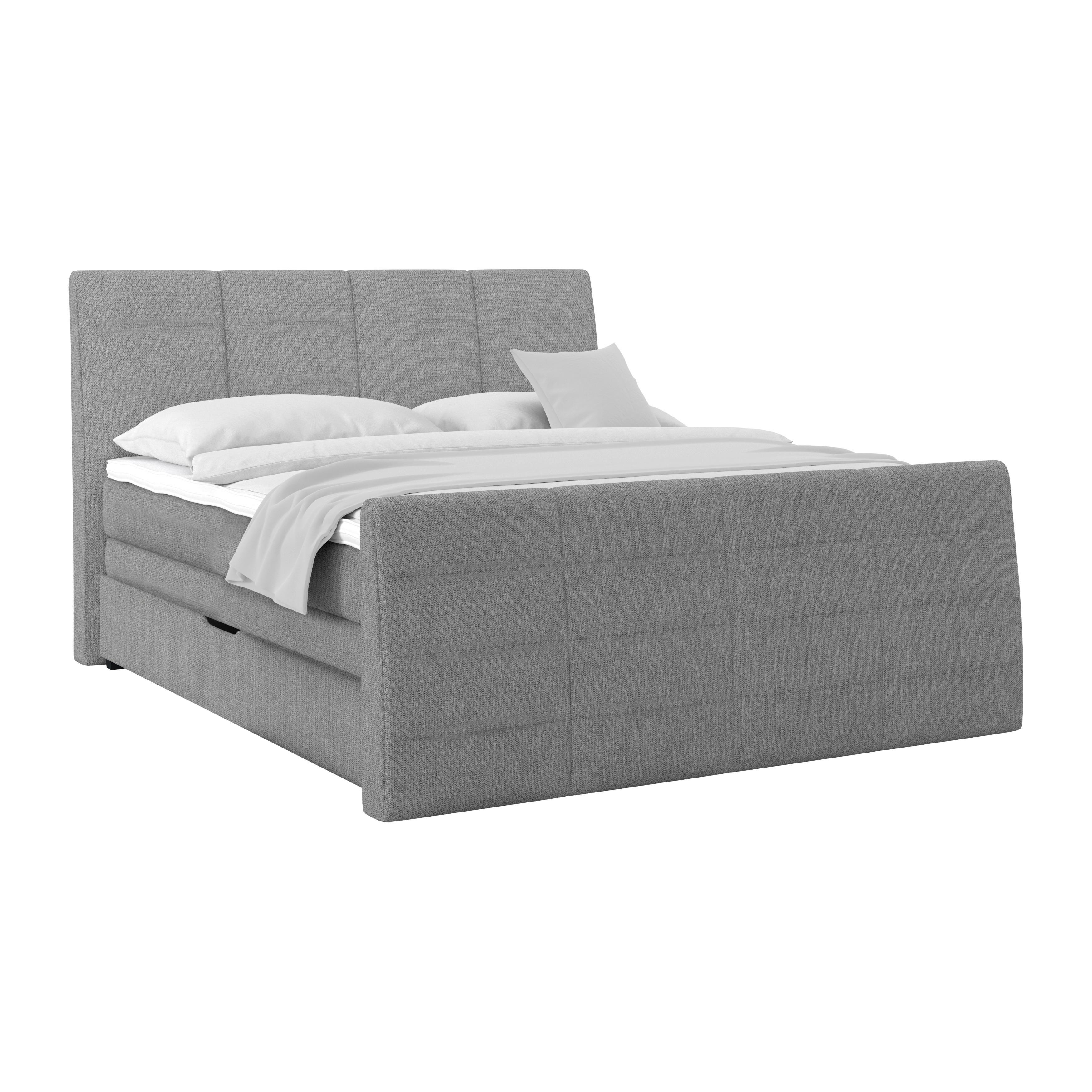 Boxspringbett Libra - Titanfarben/Schwarz, KONVENTIONELL, Textil (180/200cm)