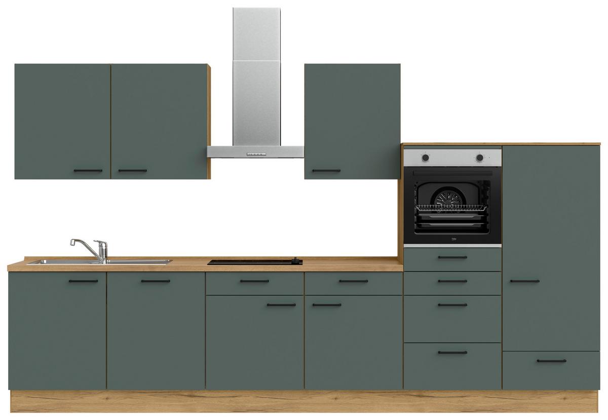 Küchenleerblock Easytouch Low-Line, L12 Rechts - Dunkelgrün/Eichefarben, MODERN, Holzwerkstoff (360cm) - Nobilia