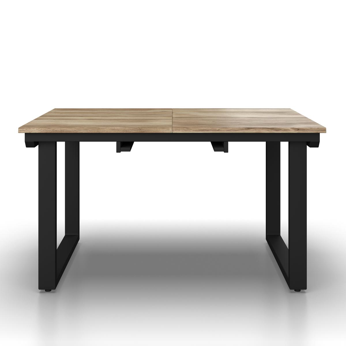 Výsuvný stůl z masivního dřeva, ca. 140-180x90 cm - černá/přírodní barvy, Moderní, kov/dřevo (140-180/90/76cm) - Bessagi Home