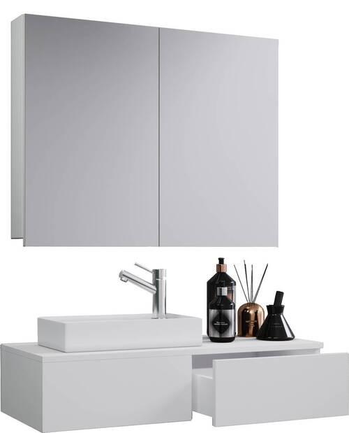 Badezimmer Gudas Weiß B: 85 cm - Weiß, MODERN, Keramik/Holzwerkstoff (85cm) - MID.YOU
