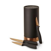 Messerblock Schwarz/Bronze Kunststoff 4-teilig - Schwarz/Bronzefarben, Basics, Kunststoff (11/22cm) - Echtwerk