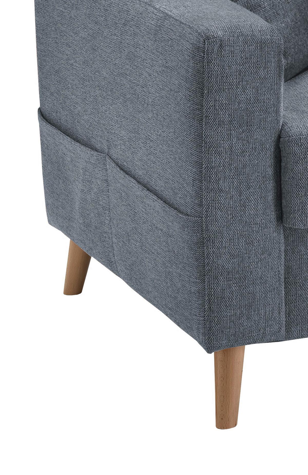 Ecksofa Mit Schlaffunktion Valentina Mit Kissen Blau - Blau/Naturfarben, KONVENTIONELL, Textil (230/200cm) - P & B