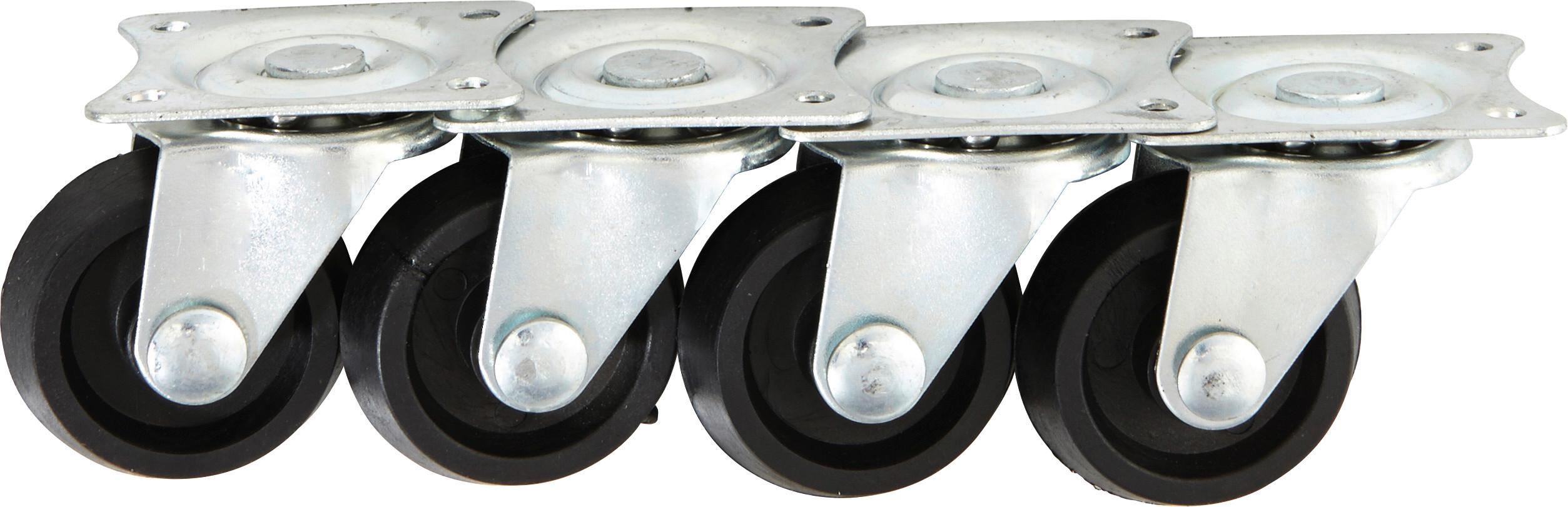 Lenkrollen Möbel Stahl/Gummi 4 Stk. Hartbodenrollen - Silberfarben/Schwarz, KONVENTIONELL, Kunststoff/Metall (3,2cm)