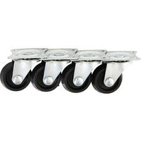 Lenkrollen Möbel Stahl/Gummi 4 Stk. Hartbodenrollen - Silberfarben/Schwarz, KONVENTIONELL, Kunststoff/Metall (3,2cm)