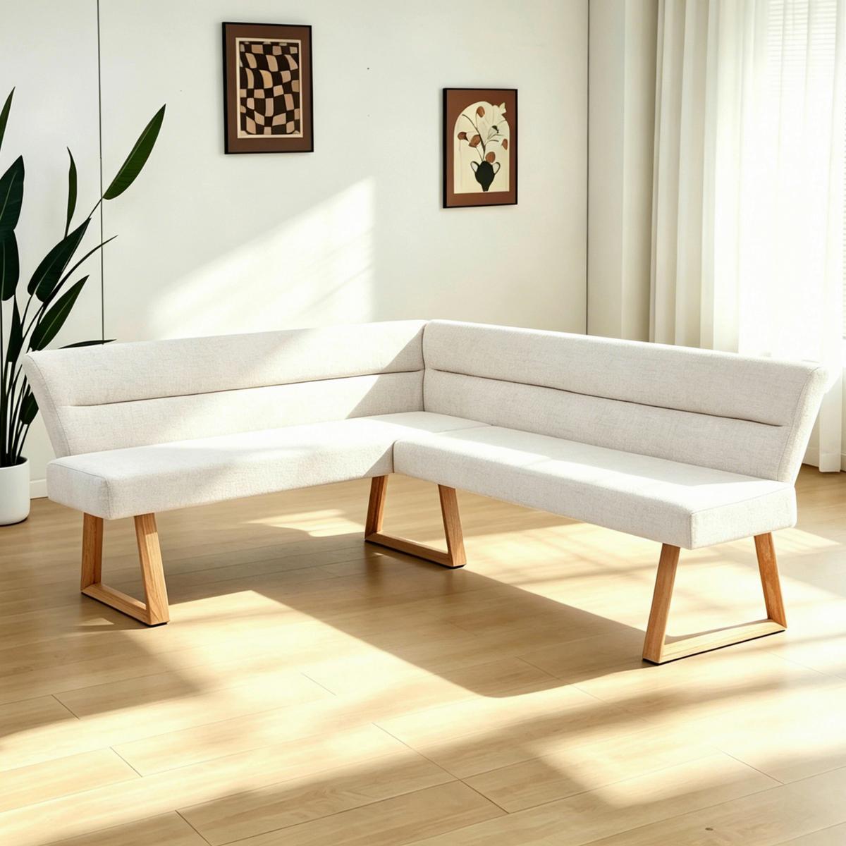 Eckbank Linnea Eichefarben/Beige B: 162-204cm - Eichefarben/Beige, MODERN, Holz/Textil (162-204/82/61cm) - Livetastic