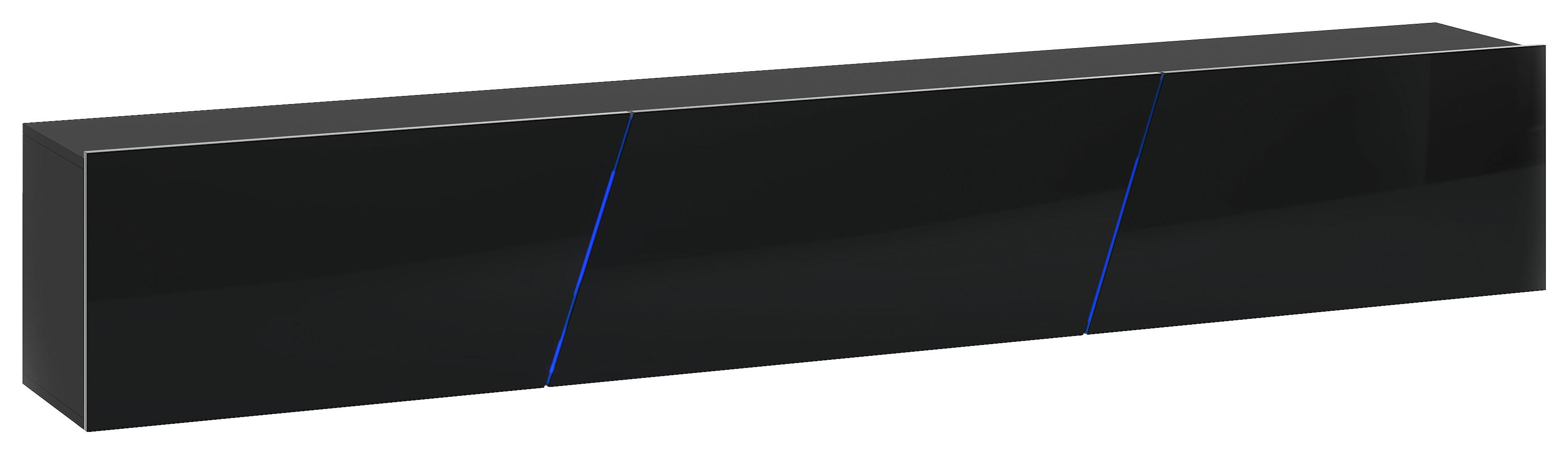 Lowboard Slant 240 - Schwarz, Design, Holzwerkstoff (240/40/35cm) - Livetastic