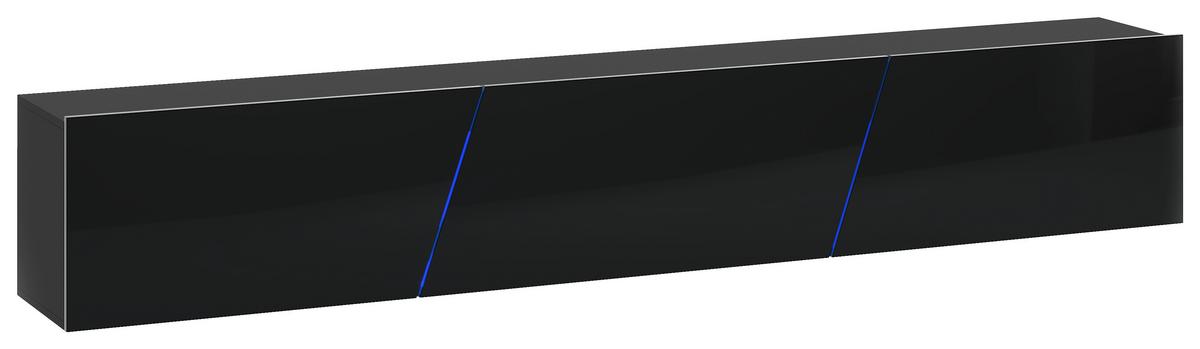 Lowboard Slant 240 - Schwarz, Design, Holzwerkstoff (240/40/35cm) - Livetastic