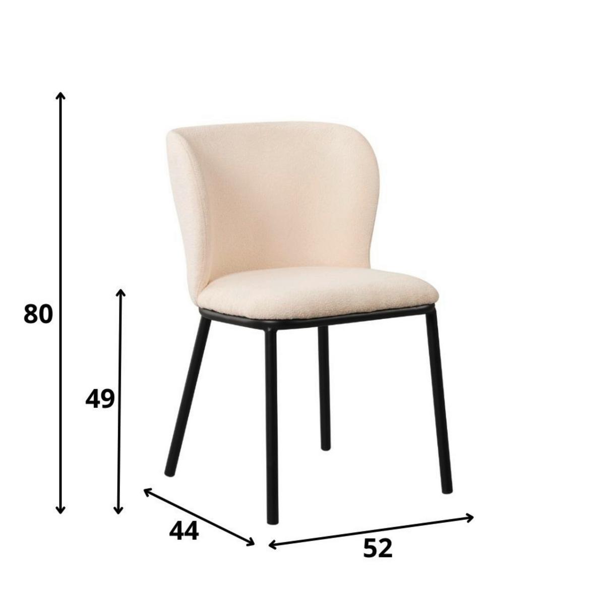 Stuhl-set Bourges Weiß B: 52 Cm - Schwarz/Weiß, MODERN, Textil/Metall (52/80/44cm) - MID.YOU