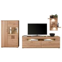 Wohnwand Kansas - Alteiche/Silberfarben, KONVENTIONELL, Glas/Holz (317,1/171/50,2cm) - Livetastic