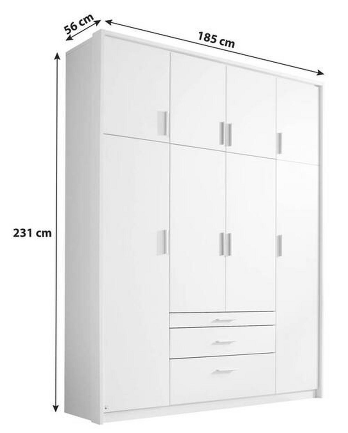 Drehtürenschrank mit Schubladen 185cm Hildesheim, Weiß Dekor - Weiß, Design, Holzwerkstoff (185/231/56cm) - Rauch Möbel