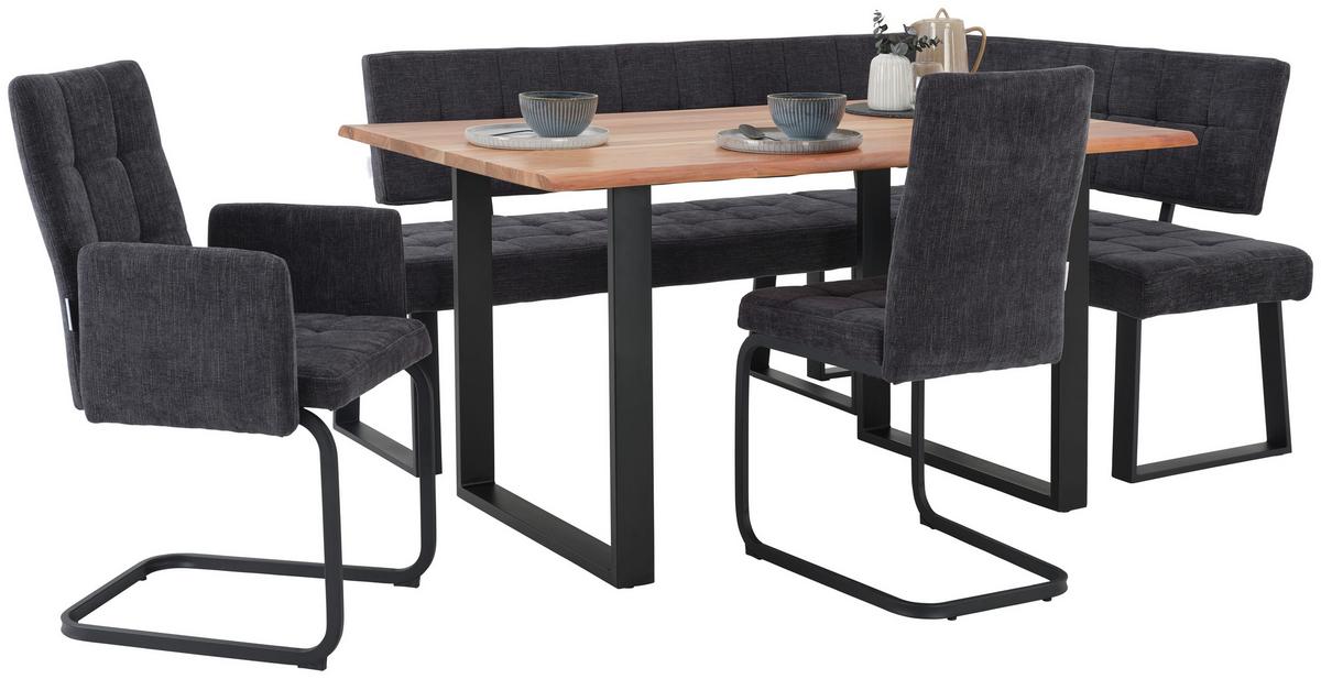 Eckbank Dunkelgrau Polyester Laslo 134x185 cm - Dunkelgrau/Schwarz, MODERN, Textil/Metall (134/185cm) - MID.YOU