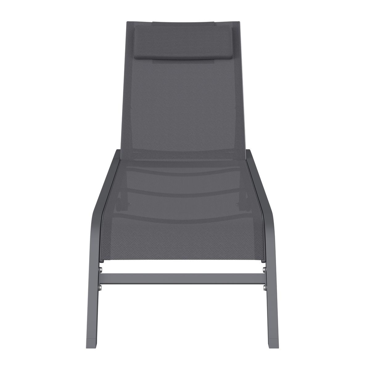 Sonnenliege Olivia Metall/Textil mit Rollen - Grau, MODERN, Textil/Metall (198/62/34-87cm) - Luca Bessoni
