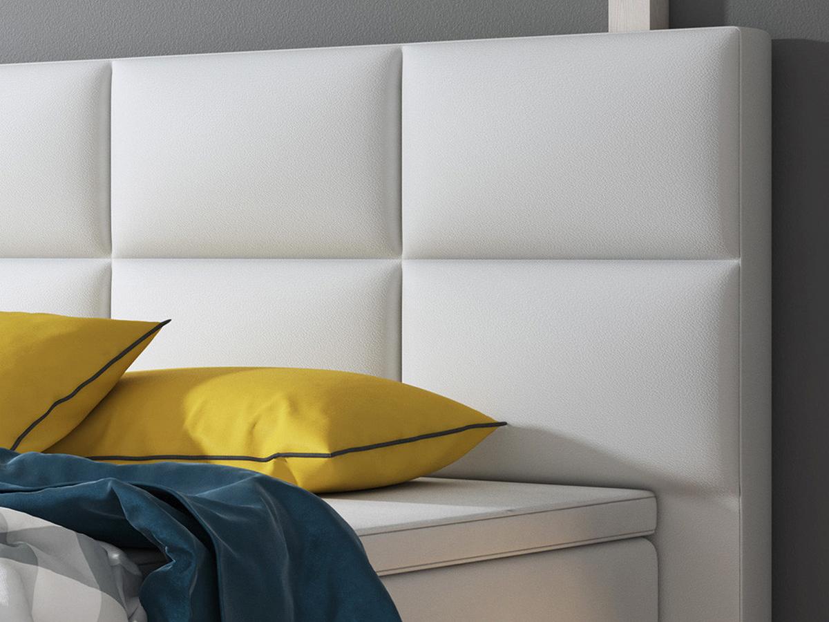 Boxspringbett Mit Topper 180x200 Cm Miami-Bk - Silberfarben/Weiß, KONVENTIONELL, Leder/Textil (200/125/210cm) - MID.YOU