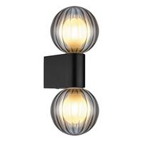 Bad-wandleuchte Ip44 2-Flammig Schwarz L: 10 Cm - Schwarz, KONVENTIONELL, Glas/Metall (26,5/10/12cm) - Globo