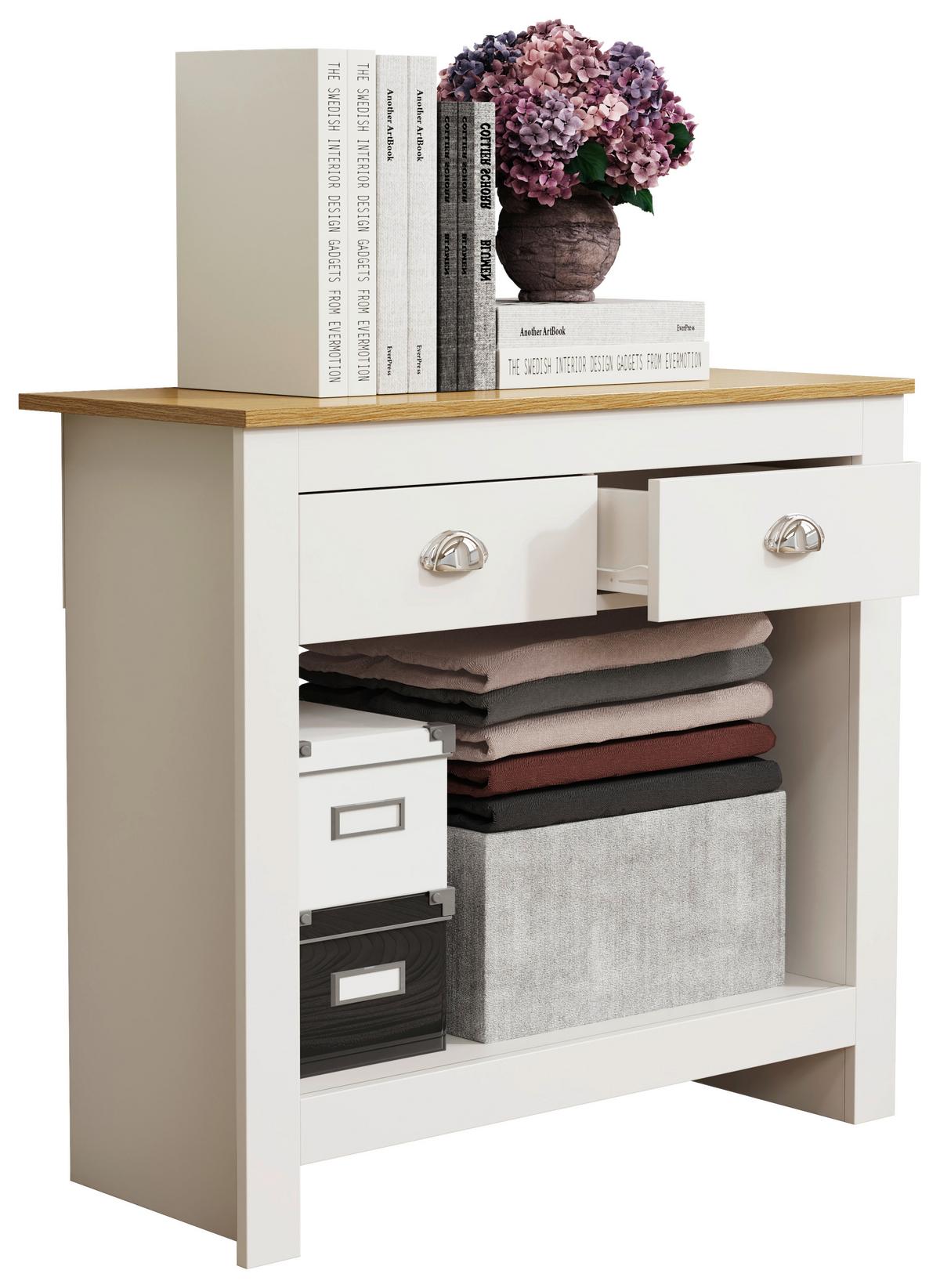 Kommode Balusa Weiß, Eiche Dekor B: 85 cm - Honigeiche/Weiß, LIFESTYLE, Holzwerkstoff (85/76/35cm) - MID.YOU