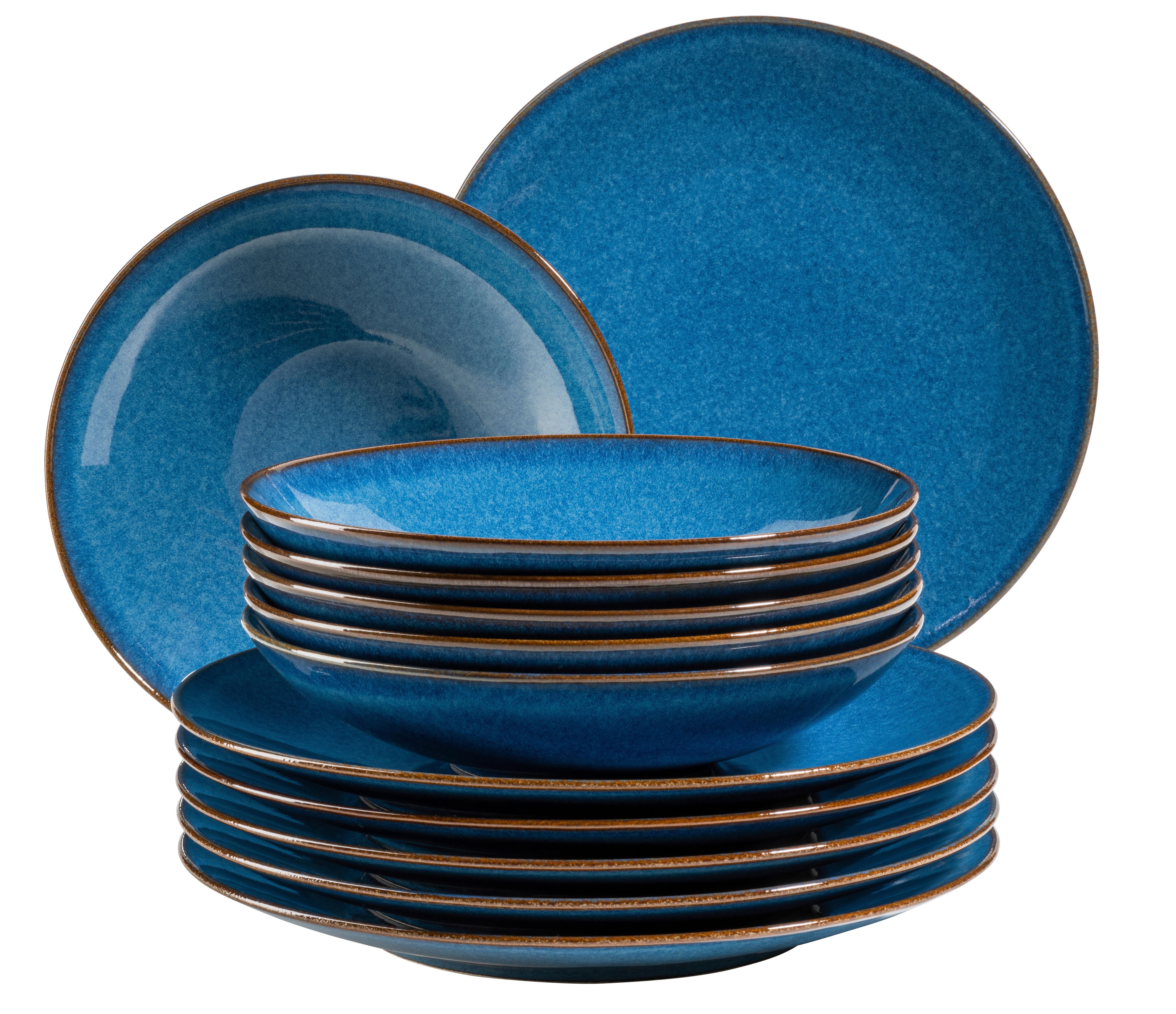 Tafelservice Blau 6 Personen 12-teilig - Blau, Basics, Keramik (36/36,5/31,5cm) - Mäser