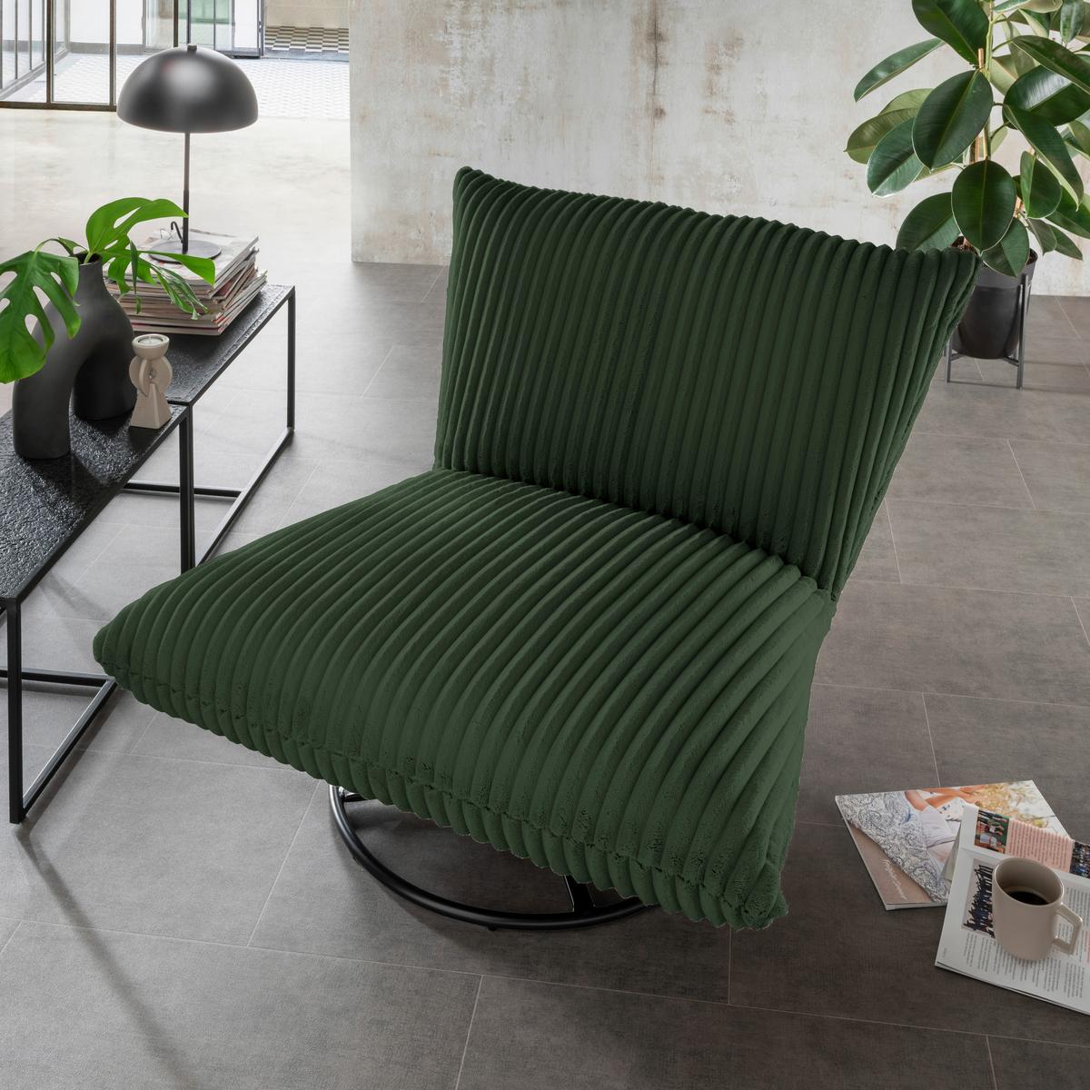 Relaxsessel Cremona Grün B: 100 Cm - Schwarz/Grün, Design, Textil (100/78/96cm) - Livetastic