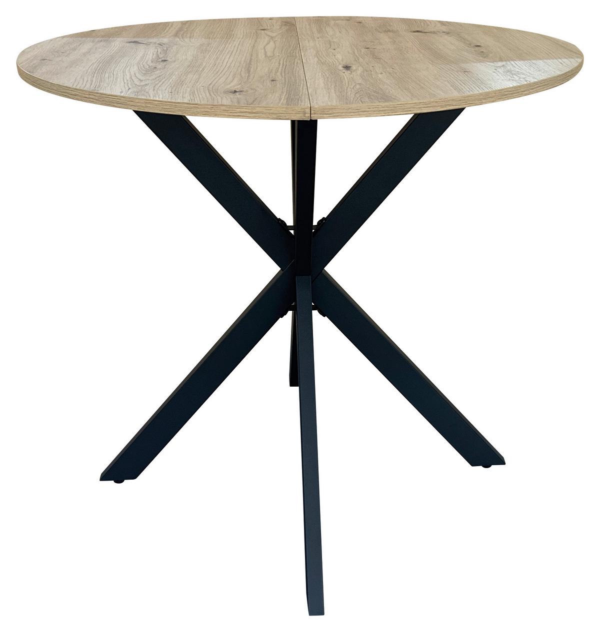 Esstisch Rund Monte 80x75 Cm Schwarz/eichenfarben - Eichefarben/Schwarz, MODERN, Holzwerkstoff/Metall (80/80/75cm) - MID.YOU