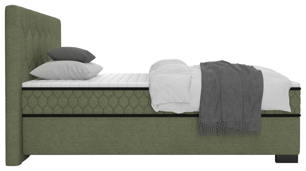 Americká postel MAYA D 140/200 cm, olivově zelená - černá/olivově zelená, Konvenční, dřevo/kompozitní dřevo (140/200cm) - Mömax