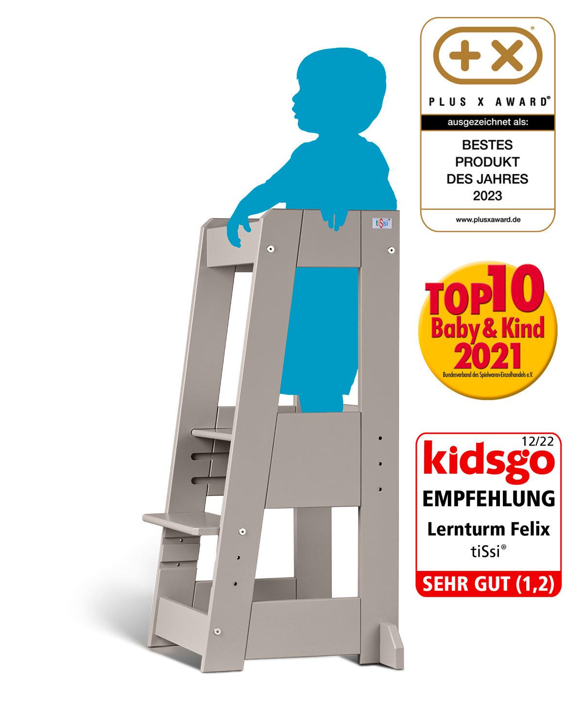 Lernturm Grau - Hellgrau, Design, Holz (40/91/45cm) - tiSsi