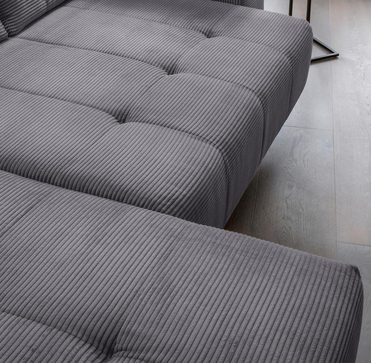 Ecksofa Fiore, Grau S: 200x272 cm - Schwarz/Grau, MODERN, Textil (200/272cm) - Livetastic