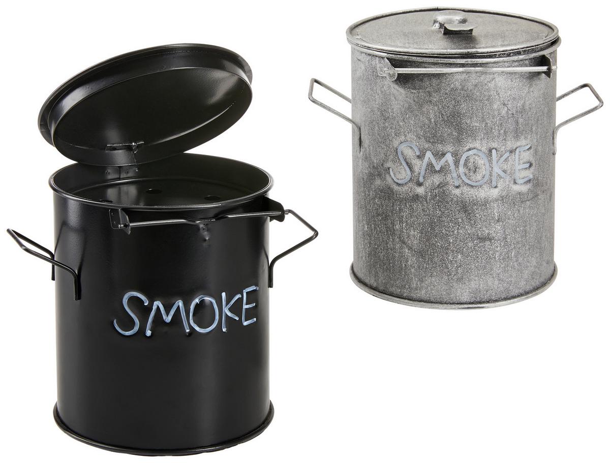Aschenbecher Lixo - Schwarz/Grau, Basics, Metall (17/18/18cm)