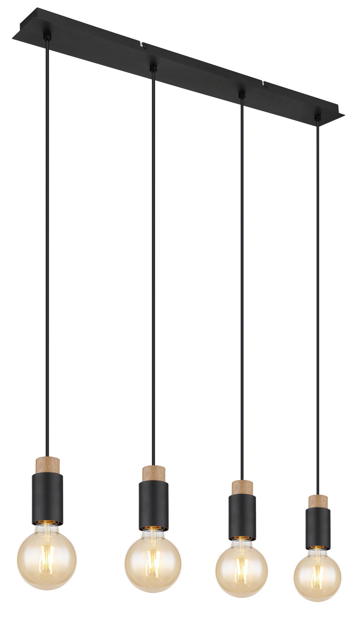 Hängeleuchte 54045-4h - Dunkelbraun/Schwarz, Design, Holz/Kunststoff (75/8/120cm) - Globo