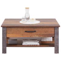 Couchtisch mit Stauraum Ontario, Dekor/Betonoptik - Dunkelgrau/Eichefarben, Trend, Holzwerkstoff (101/50,5/70cm) - Ondega