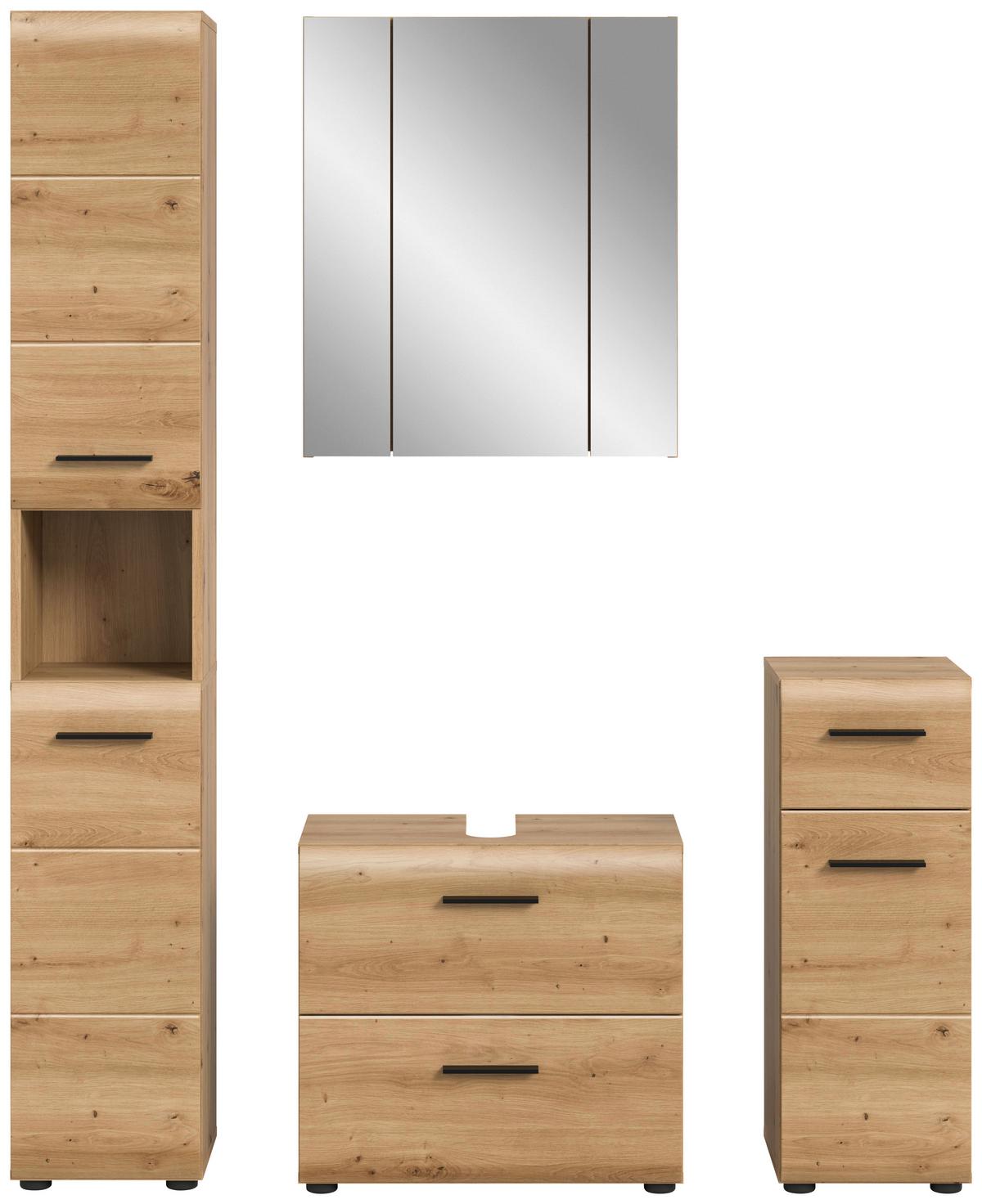 Badezimmer Ice Eiche Artisan Dekor B: 120cm - Schwarz/Eiche Artisan, Basics, Holzwerkstoff (120cm) - MID.YOU