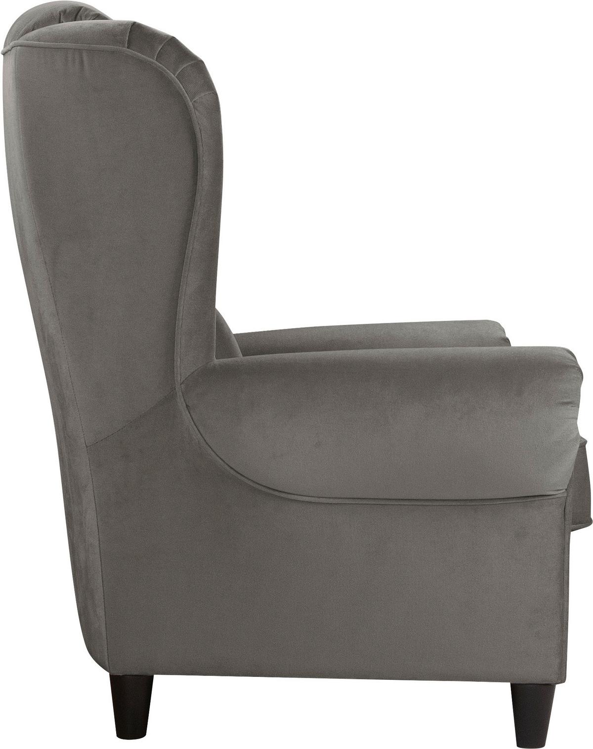 Ohrensessel Baron Grau B: 94 cm - Schwarz/Grau, Design, Textil (94/112/92cm) - MID.YOU