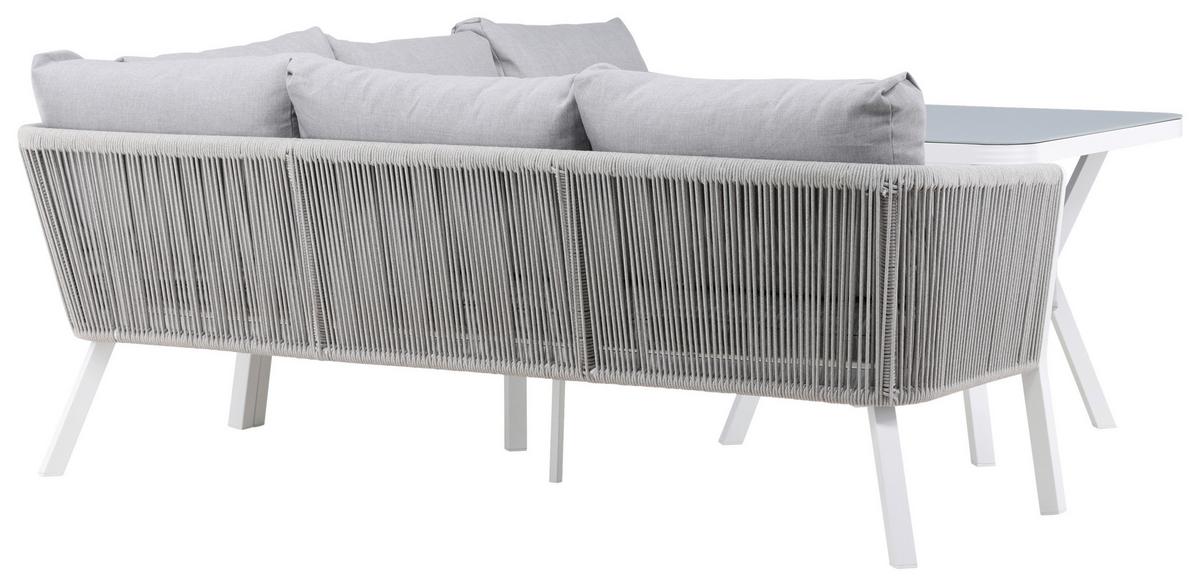 Loungegarnitur Virya - Weiß/Grau, KONVENTIONELL, Textil/Metall - Gardenson