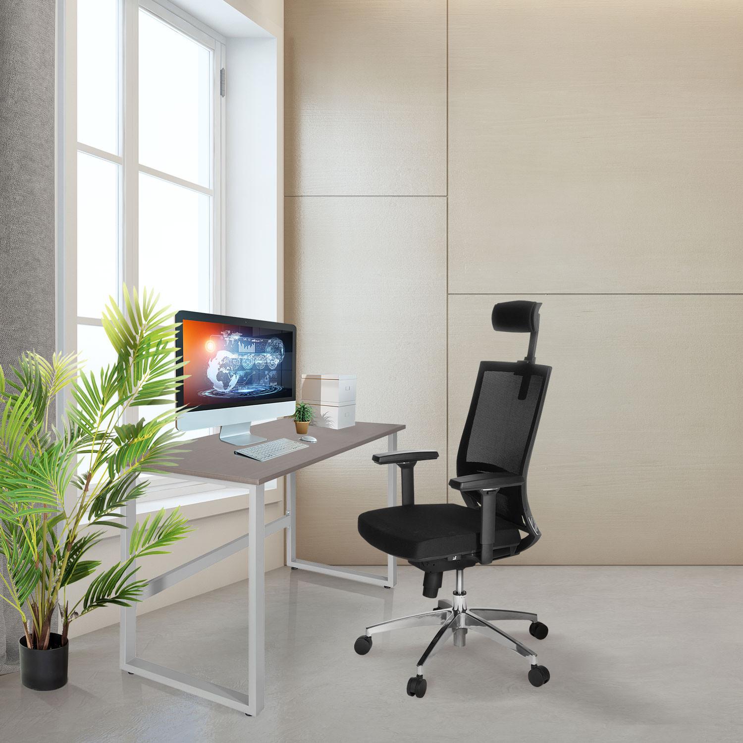Schreibtisch Workspace Light I Weiß/Walnus Dekor - Walnussfarben/Weiß, Basics, Holzwerkstoff/Metall (120/60/76cm) - MID.YOU