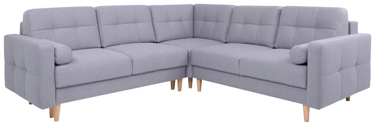 Eckschlafsofa Noret Graublau S: 242/242 cm - Eiche Wotan/Hellgrau, KONVENTIONELL, Textil (242/242cm) - MID.YOU