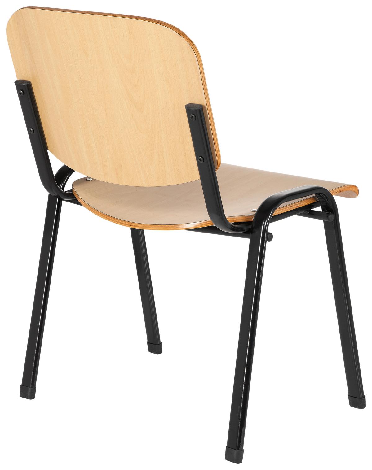 Besucherstuhl Xt 600 Stapelbar Schwarz/buche Bis 100 Kg - Buchefarben/Schwarz, Basics, Holz/Metall (58/81/48cm) - MID.YOU