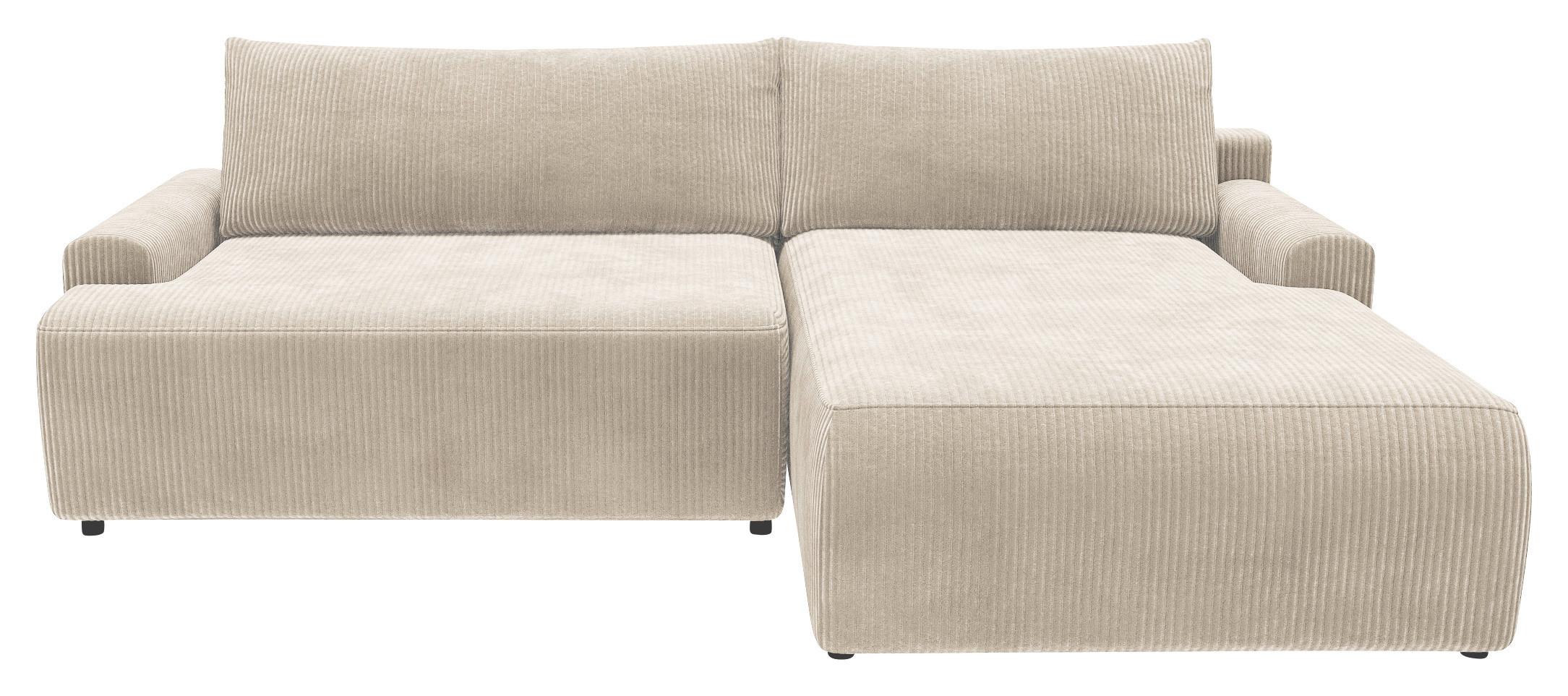 Eckschlafsofa Prag, Creme S: 253x167 cm - Creme/Schwarz, MODERN, Textil (253/167cm) - Trendmanufaktur
