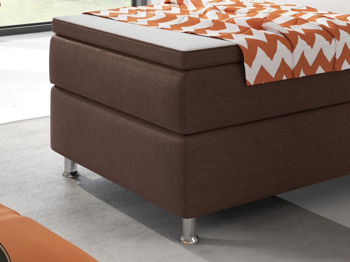 Boxspringbett mit Topper 90x200 cm Berlin - Silberfarben/Braun, KONVENTIONELL, Textil (90/200cm) - MID.YOU