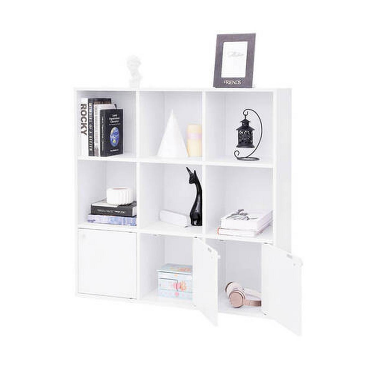 Bücherregal Mit 3 Türen B: 98 cm, Weiß - Weiß, Basics, Holzwerkstoff (98/98/30cm) - Boxxx