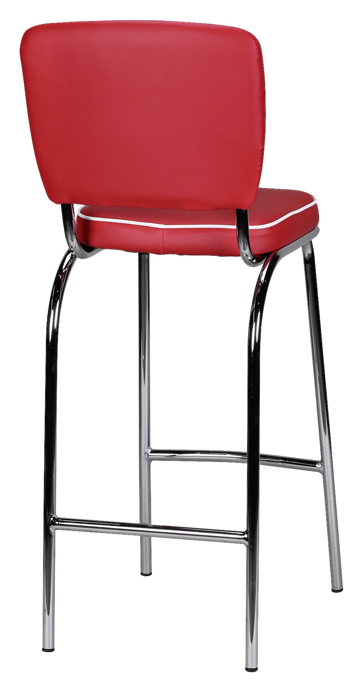 Barová židle AMERICAN DINER červenobílá - bílá/barvy stříbra, Moderní, kov/plast (40/110/38cm) - MID.YOU