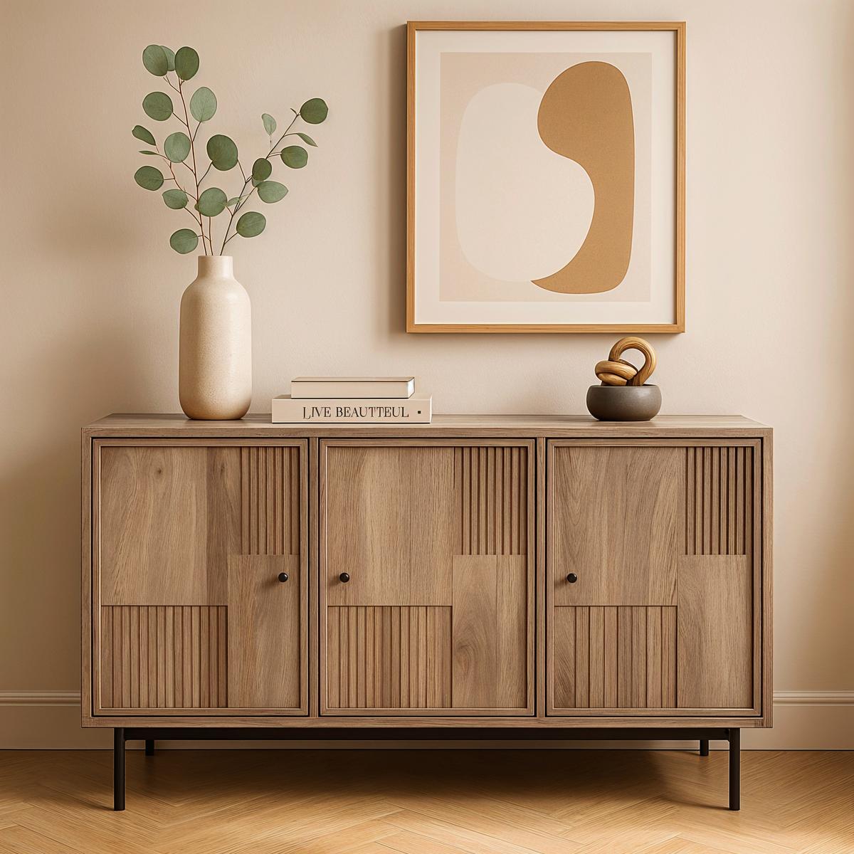 SIDEBOARD Schwarz/Naturfarben B: 130cm - Schwarz/Naturfarben, Design, Holz/Metall (130/80/40cm) - MID.YOU