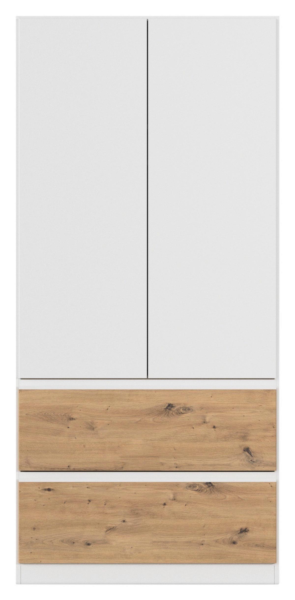Drehtürenschrank Costa Weiß Eiche Artisan Dekor - Eiche Artisan/Weiß, MODERN, Holzwerkstoff (91/197/54cm) - Rauch Möbel