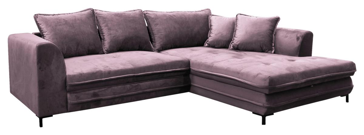 Eckschlafsofa Bello Beere Mit Schlaffunktion Ottomane Rechts - Beere/Schwarz, Design, Textil (277/187cm) - Livetastic