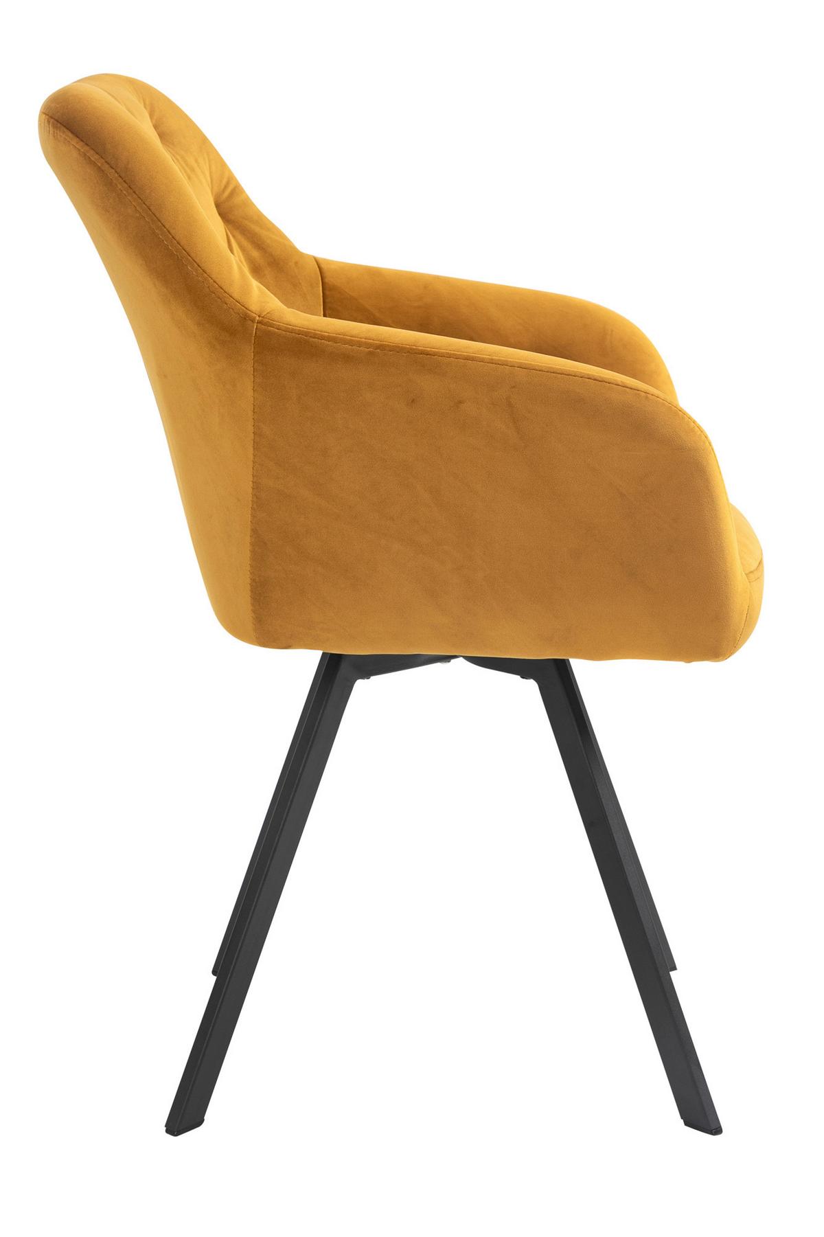 Tischgruppe Cognac/Senfgelb L: 160 cm - Cognac/Senfgelb, MODERN, Holz/Textil (160/85/77cm) - Livetastic