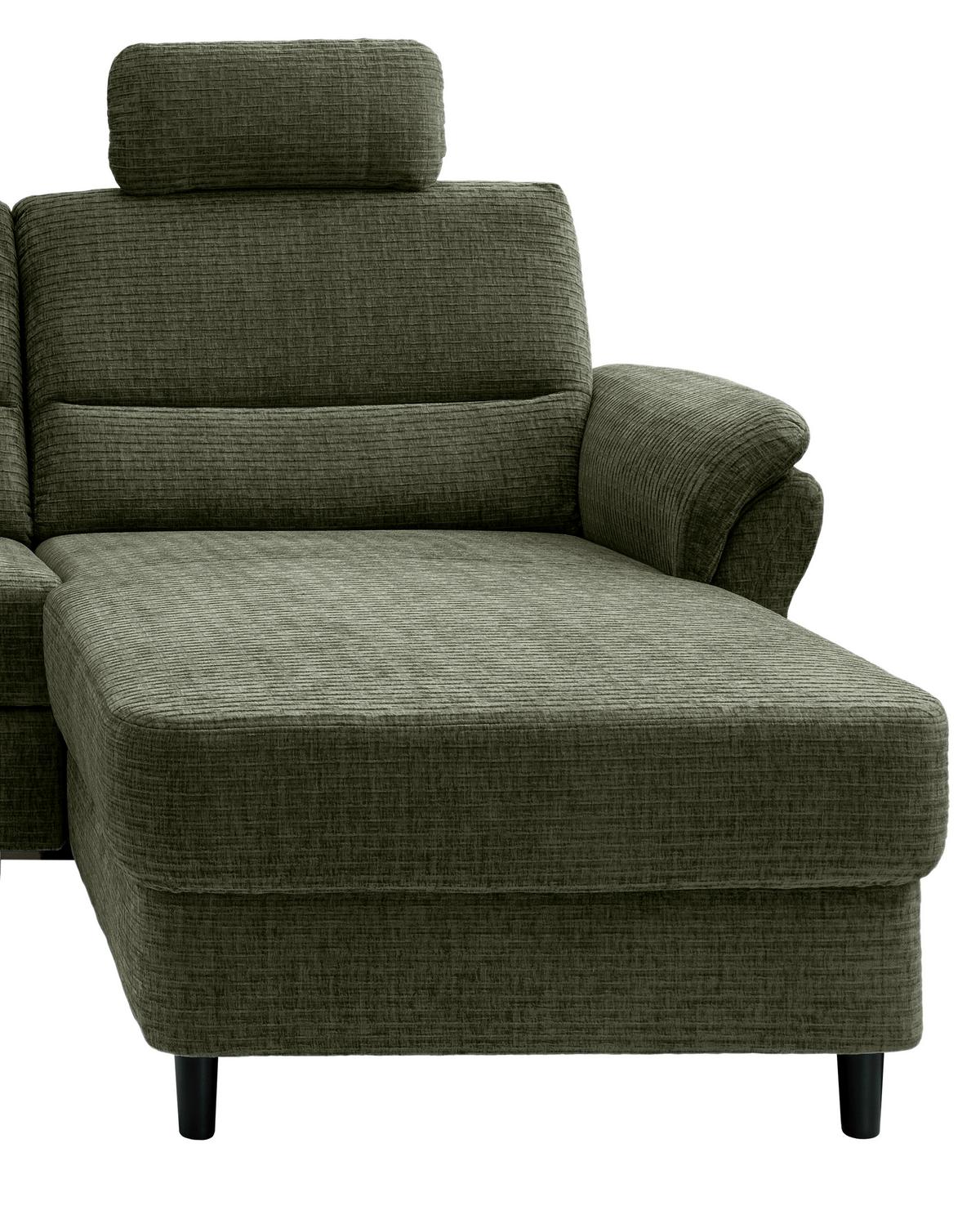 Ecksofa Cavoli, Olivgrün S: 279x176 cm - Schwarz/Olivgrün, MODERN, Textil (279/176cm) - Livetastic