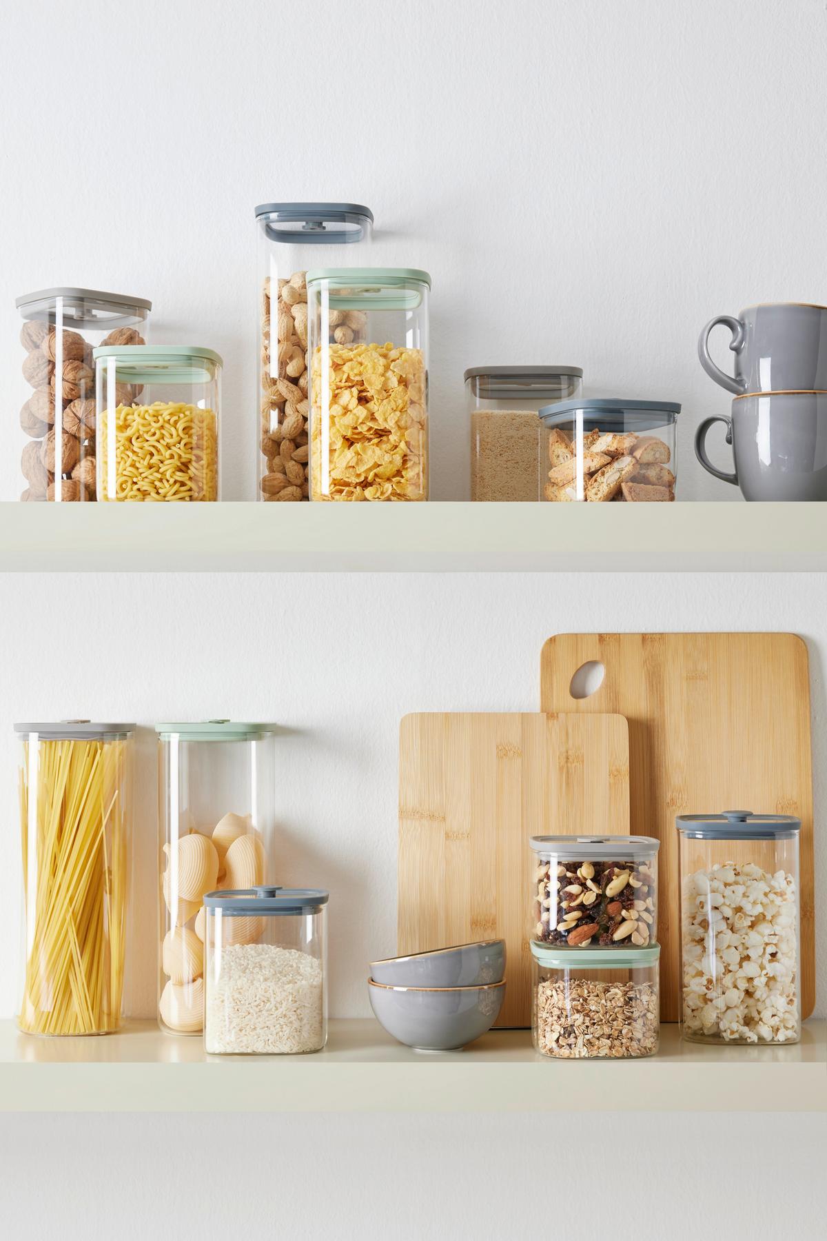SKLENENÁ DÓZA NA POTRAVINY SELINA - CA. 0,65L - číra/sivá, Modern, plast/sklo (10,3/8,8/10,3cm) - Modern Living
